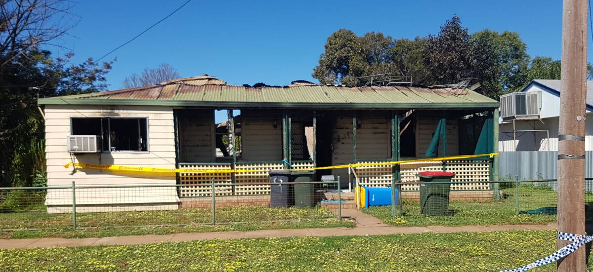 HOUSE FIRE: The house that was destroyed by fire in Pangee St on Friday night. Photo: GRACE RYAN. 