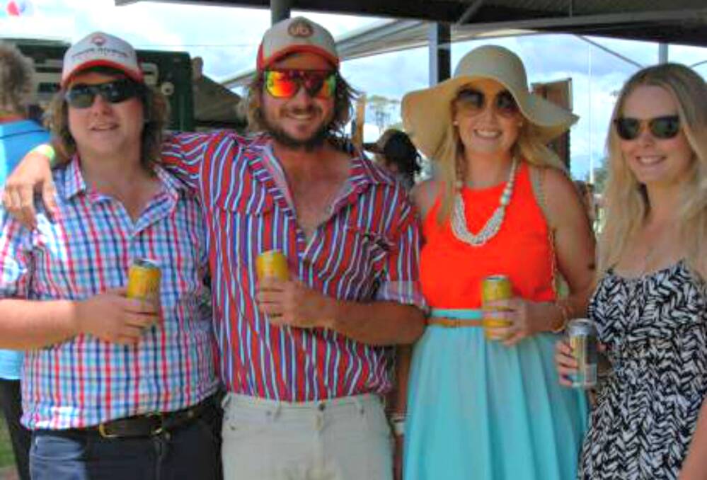 TRANGIE RACES: Bright colours have been very fashionable in previous years. Here's Jack Keirn, Stacy Henman, Kirby Neonan and Emma McRobert. Photo: GRACE RYAN. 