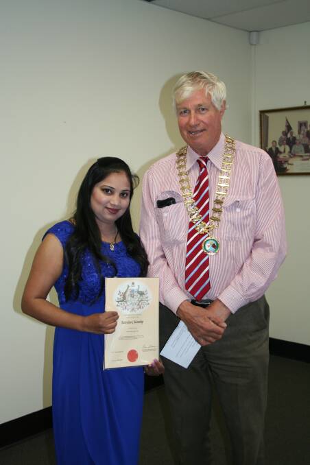 WELCOME: Mayor Ray Donald welcomed Gurpeet Kaur to Australia and the Bogan Shire officially at the council meeting on Thursday. Photo: CONTRIBUTED.