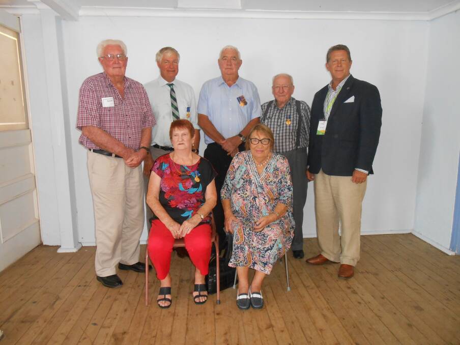 AUSTRALIA DAY 2016: Mary Dutton (front right) with other OAM recipients John Hoare, Ray Donald, Jim Hampstead, Peter Keighran and Judy Richards (front left). Ambassador Brad Farmer is on the left. Photo: CONTRIBUTED. 