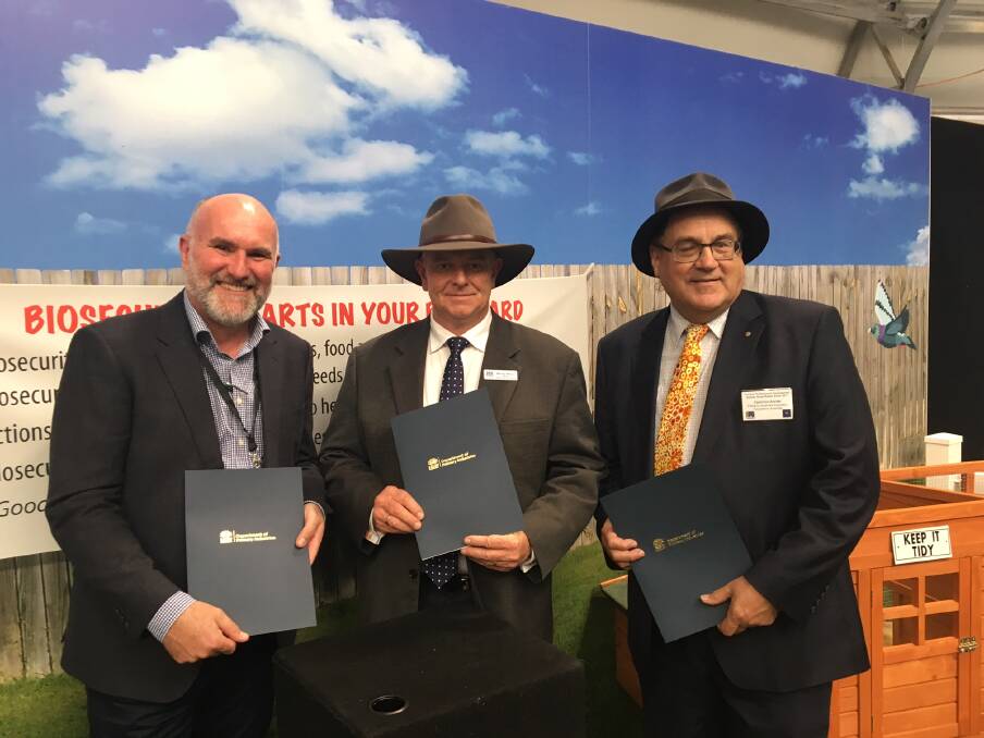 NSW DPI's Michael Bullen, Royal Agriculture Society of NSW's Murray Wilton and Primary Industries Education Foundation chair Cameron Archer.