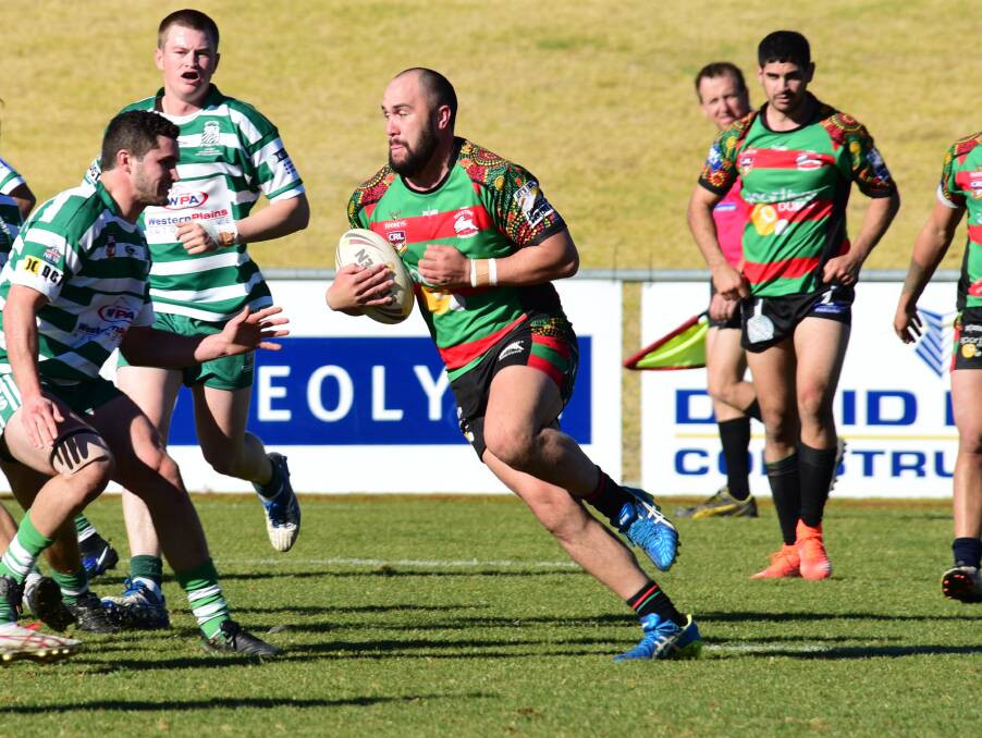 ON THE CHARGE: Colt Tairua has benefited from the less pressure since stepping down as captain-coach and continues to be key for the Westside Rabbitohs. Photo: BELINDA SOOLE