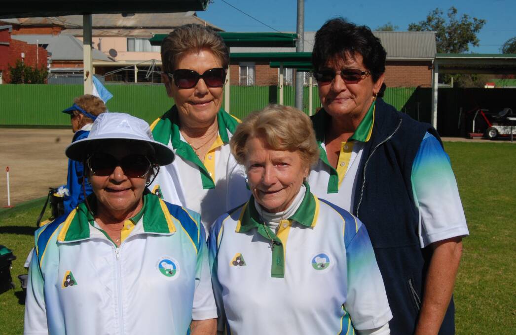 The Nyngan ladies bowls team in Trangie earlier this month. (Front) Betty Carney and Doreen Read (Back) Maxine Christoff and Sis Beetson.