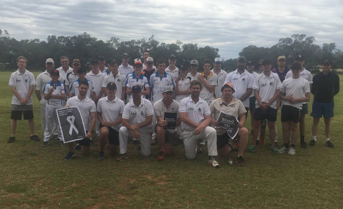 Showing Support: The Nyngan inter-cricket competition and the junior cricket club coming together to show support for White Ribbon Day. Photo: GRACE RYAN.