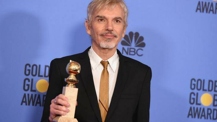 Billy Bob Thorntonwith the award for best performance by an actor in a television series for Goliath at the Golden Globe Awards. Photo:  Photo by Jordan Strauss/Invision/AP