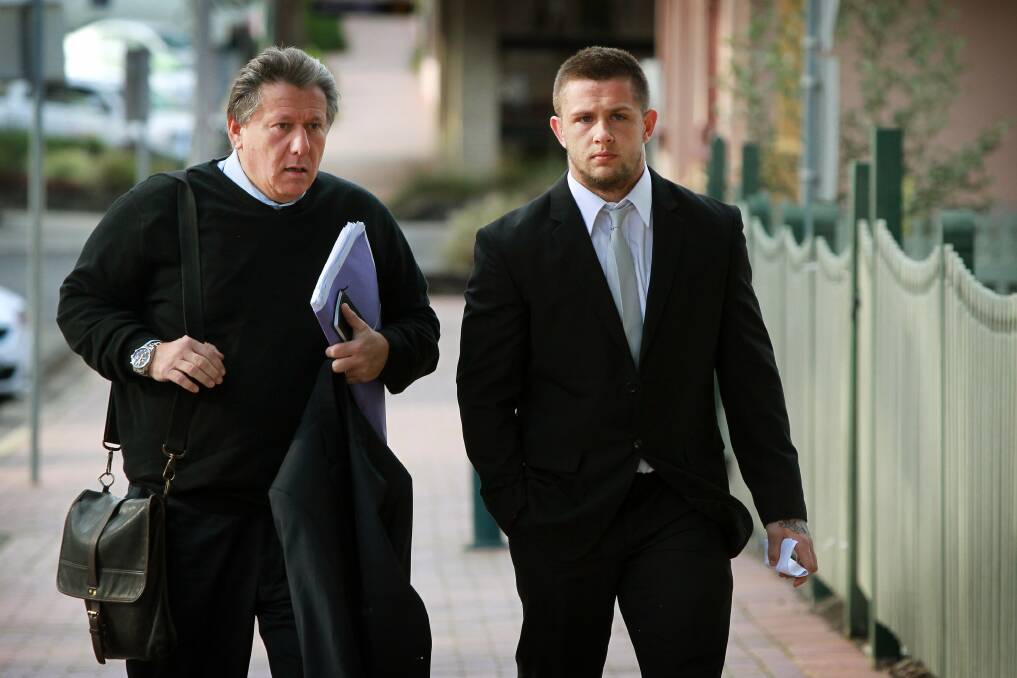 Craig Garvey, right, arriving at the Kiama Court on Tuesday to face an assault charge.