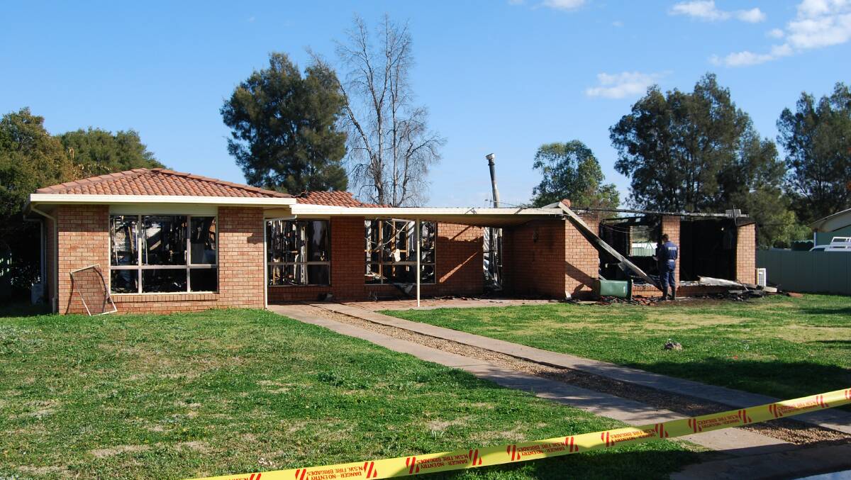 The house destroyed by fire in Nyngan. Photo: DAWN HOPWOOD