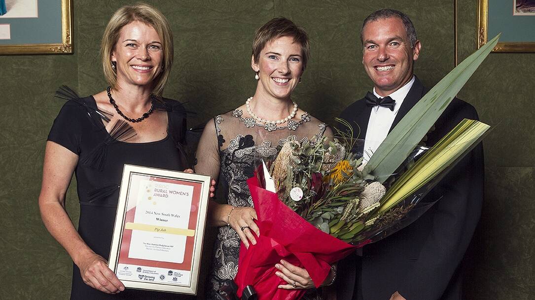 NSW Minister for Primary Industries, Katrina Hodgkinson, with NSW RIRDC Rural Women’s Award winner, Pip Job, and NSW Department of Primary Industries Director-General, Scott Hansen, at the presentation of the NSW award earlier this year. 