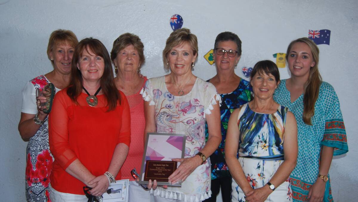 Can Assist members accepting the Community Event of the Year award, Anne Spicer,  Angie White, Colleen Anderson, Lynn Webster, Bev Whiteford, Donna Pumpa and Tayla Martin.