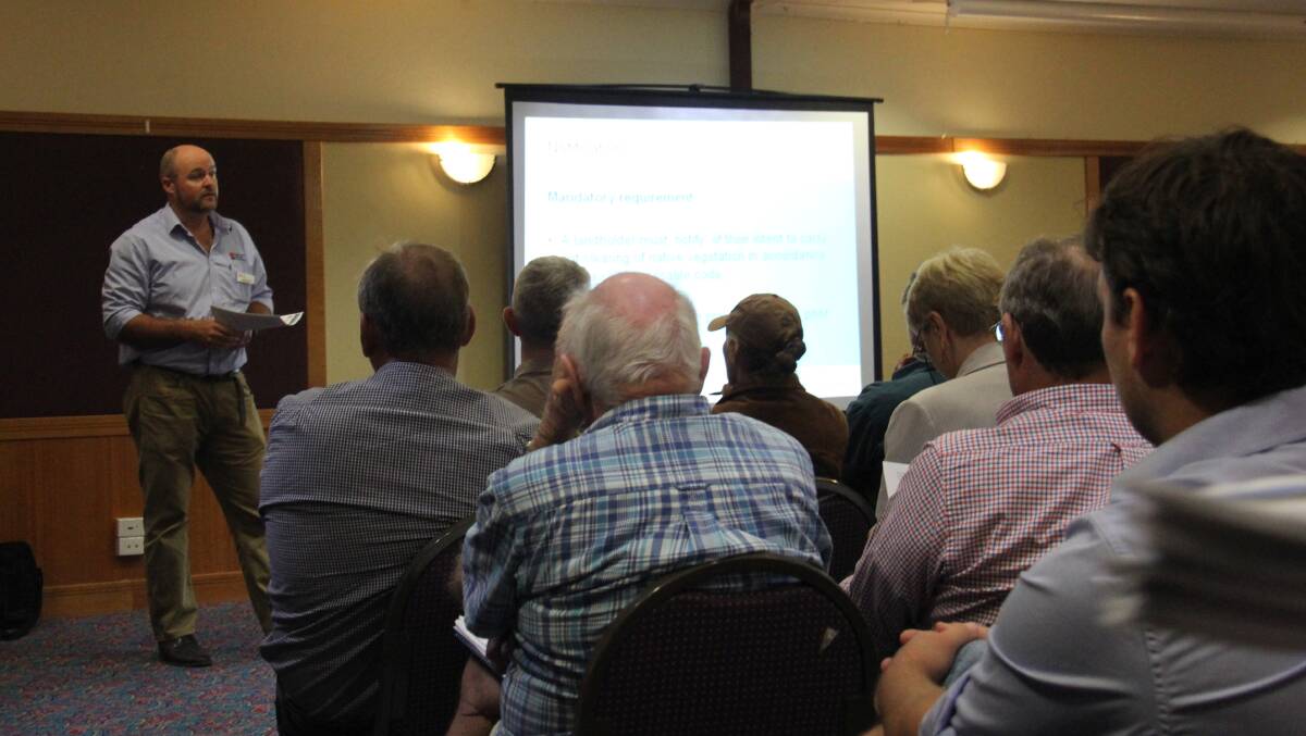 Local Land Services Officer Christian Wythes talking at the Dubbo event.