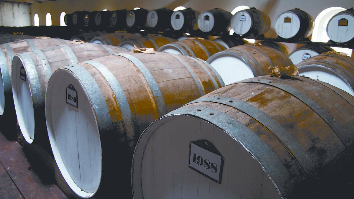 Barossa Valley: 100-year-old storage barrels at Seppeltsfield Winery.