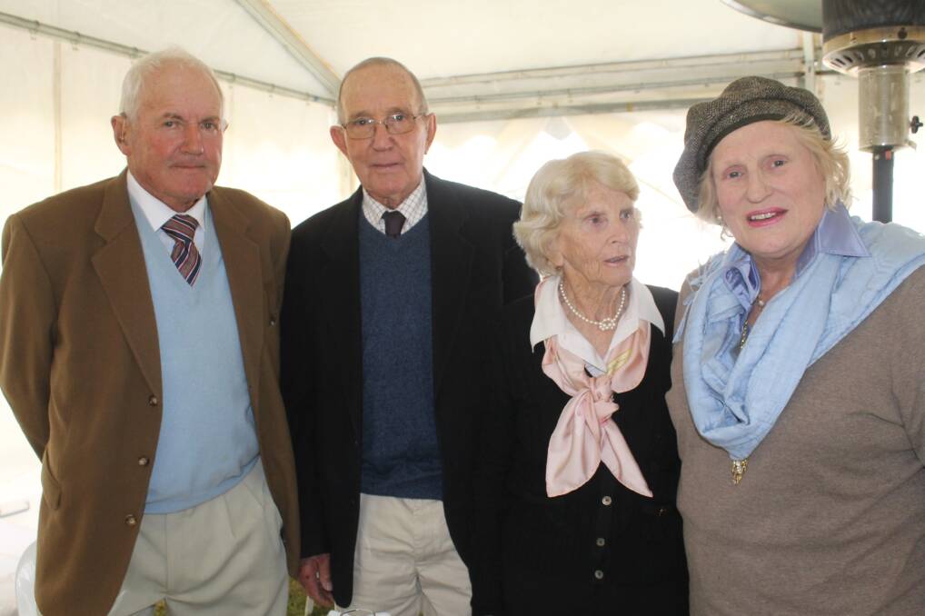 John McLaughlin, Bill and Jill Bootle and Elaine McLaughlin, Nyngan, caught up in the Lawlab marquee.