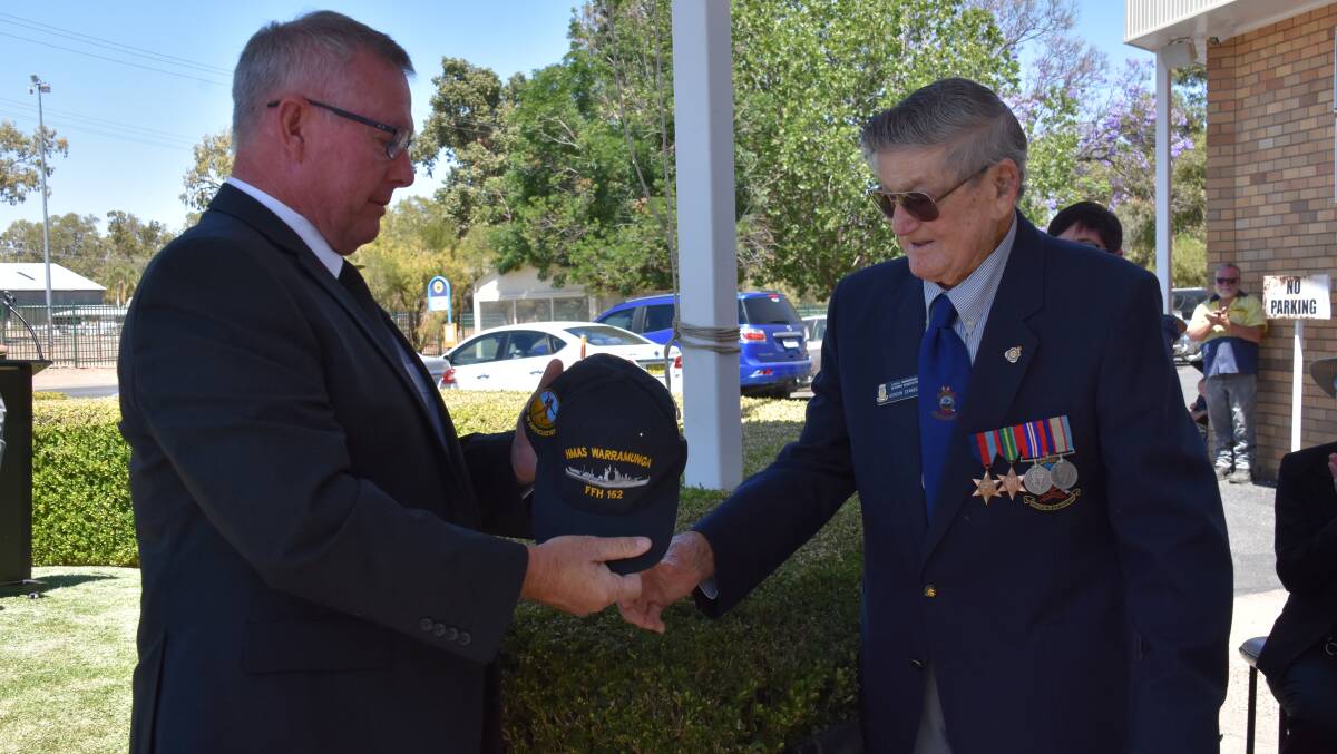 It was an absolute privilege to present a HMAS Warramunga cap to World War 2 veteran, my Uncle Gordon Stanger at the Moree RSL Remembrance Day ceremony.