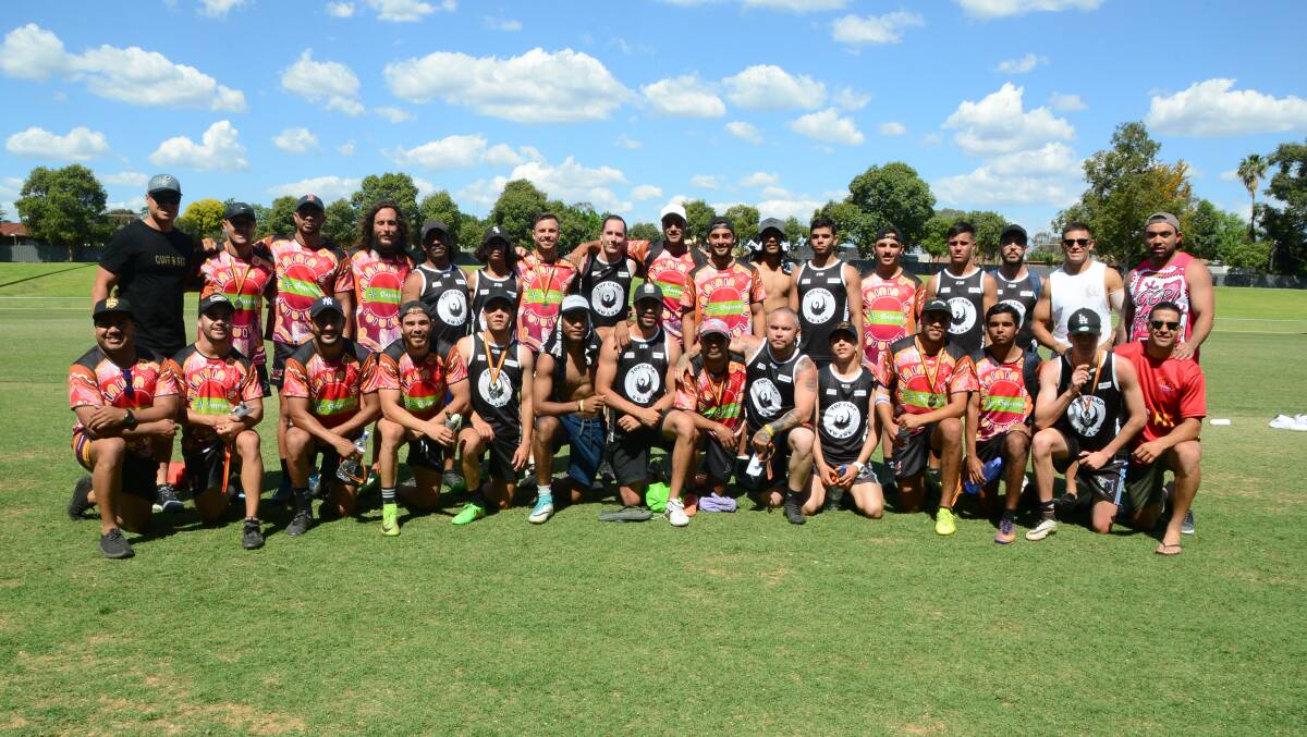 EVERYONE'S A WINNER: The Castlereagh All-Blacks and the Top Camp Swans with QuitBFit ambassadors Timana Tahu, Will Smith, Nathan Merritt and Cody Walker.