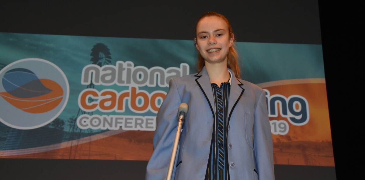 Sienna Lauber, 13, was the first speaker on day two of Australian Carbon Farmers' ninth conference.