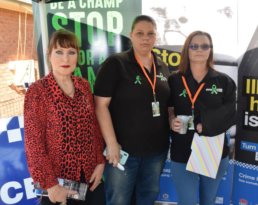 VITAL MESSAGE: Orange and Cabonne road safety officer Andrea Hamilton-Vaughan with Tanika Pintos and Michelle Sligar at the police awareness campaign launch. Photo: DAVID FITZSIMONS