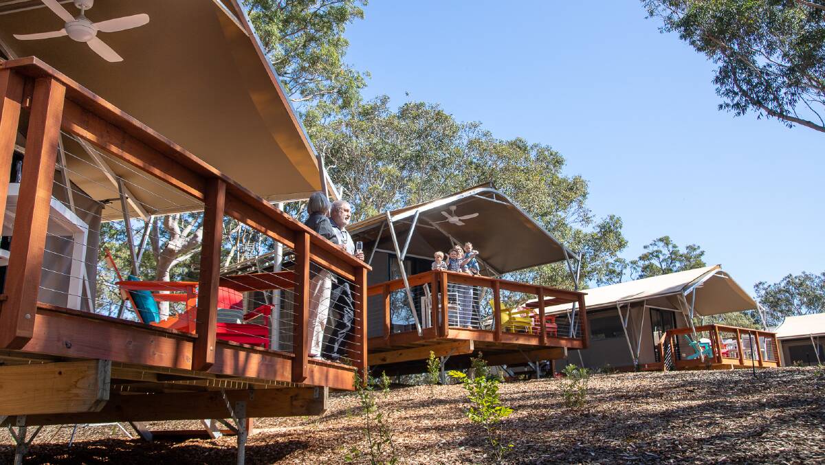 Glamping balconies at the Port Stephens Koala Sanctuary accommodation.