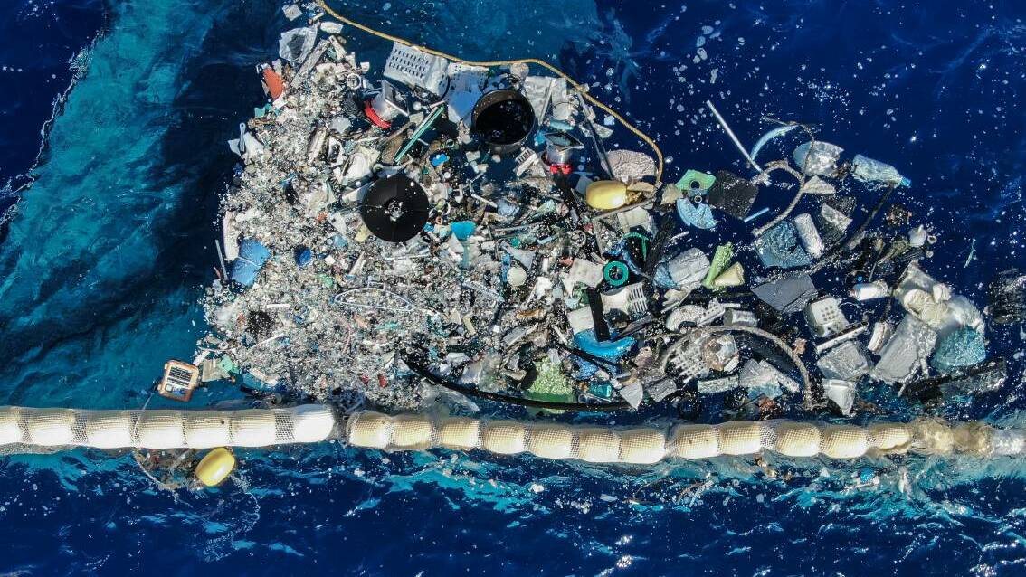  Garbage Pile: Plastic collected in a trial of the Ocean Cleanup system.