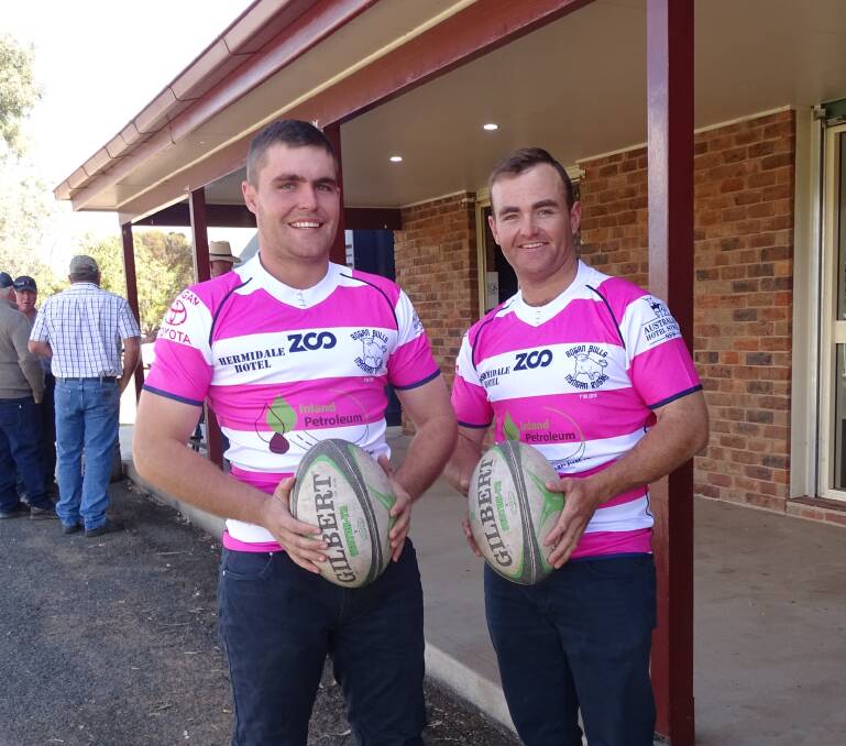PRETTY IN PINK: Club Captains Tom Cleaver and Brett Moody will turn pink to raise money for Nyngan's Can Assist. Photo: DAWN HOPWOOD 