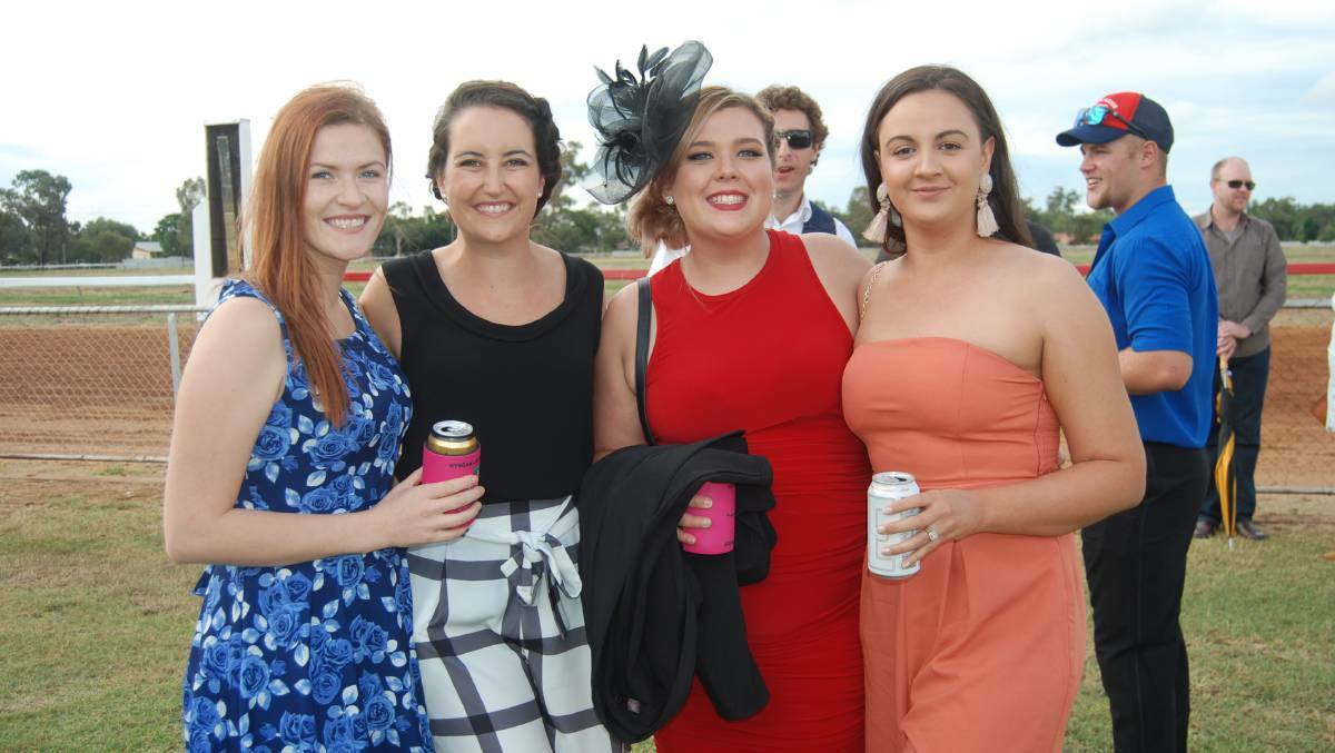 Jade Kirk, Alli Jenkins, Katie Elrick and Emily Morel at last year's Anzac Day races.