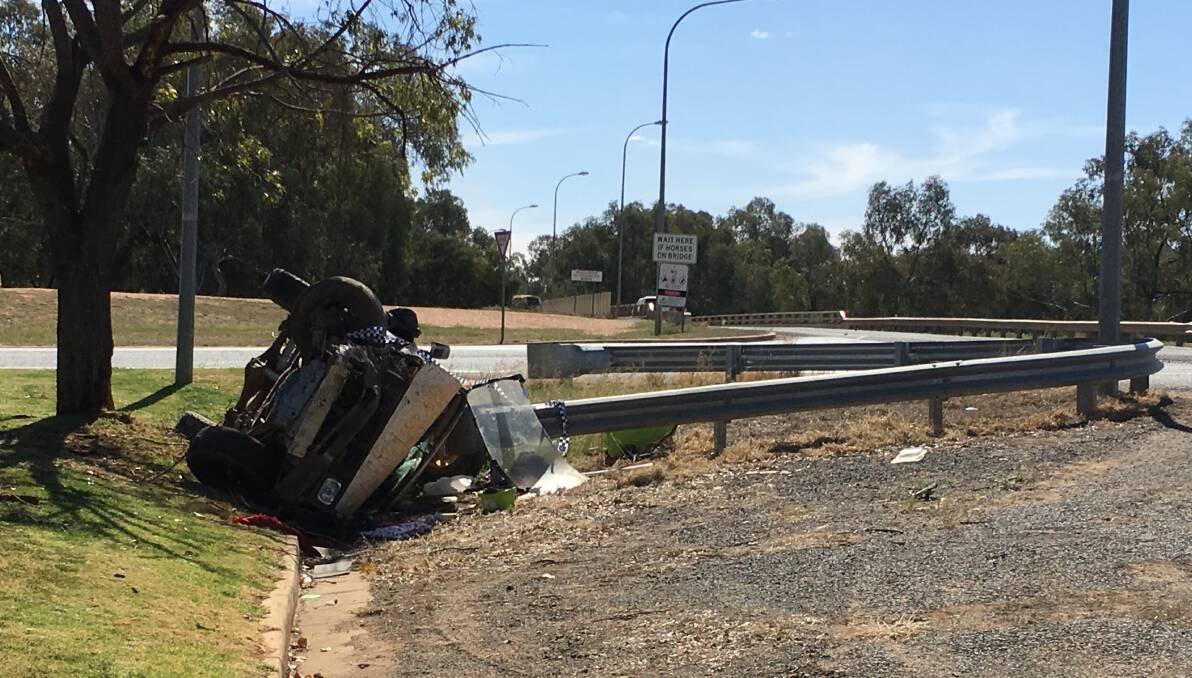 It is alleged the white ute was travelling too fast as it turned right onto Nyngan street. Photo: ZAARKACHA MARLAN