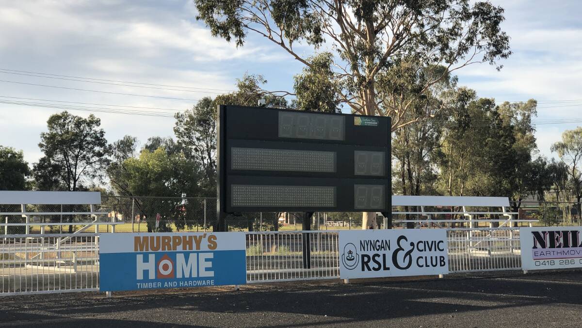 The new scoreboard installed at Larkin Oval. 