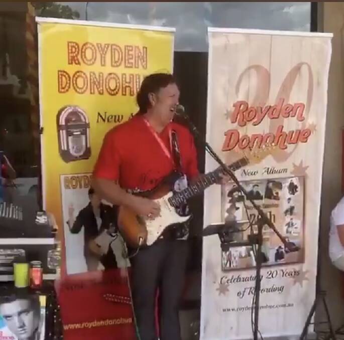 SPOTTED: Nyngan's Royden Donohue was spotted singing some swinging tunes at the Parkes Elvis Festival last week. Photo: NADINE MORTON 