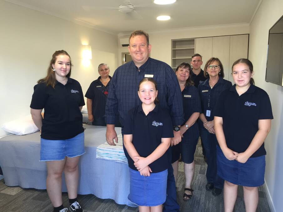 WELCOME: Charlotte, Rod, Hannah and Chloe Crowfoot, Jo Efoti, Danielle Crowfoot, Harrison Crowfoot and Anmaree Leslie are happy to welcome guests at Macquarie Home Stay. Photo: CRAIG THOMSON. 