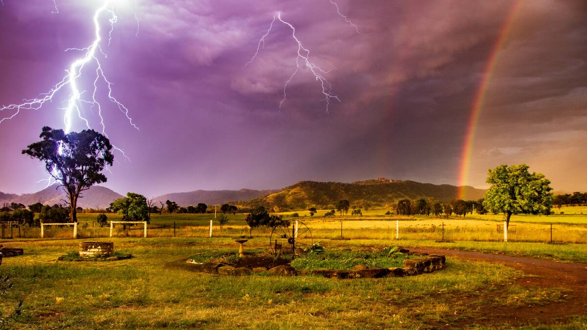 Storm and a rainbow in the one shot at Rylstone in this great photo taken by Michelle Ryan, Rylstone.