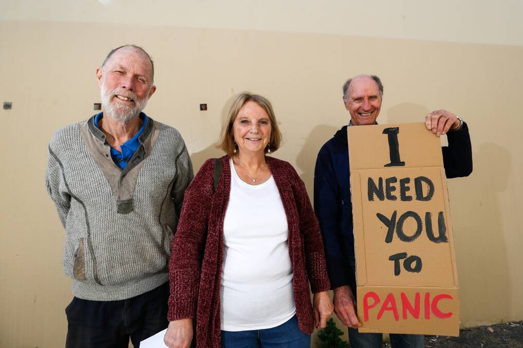 Daryl Woodward, Marilyn Woodward and Michael Halls have formed Parents and Grandparents Against Climate Change and will take part in the Warrnambool climate strike. Picture: Anthony Brady