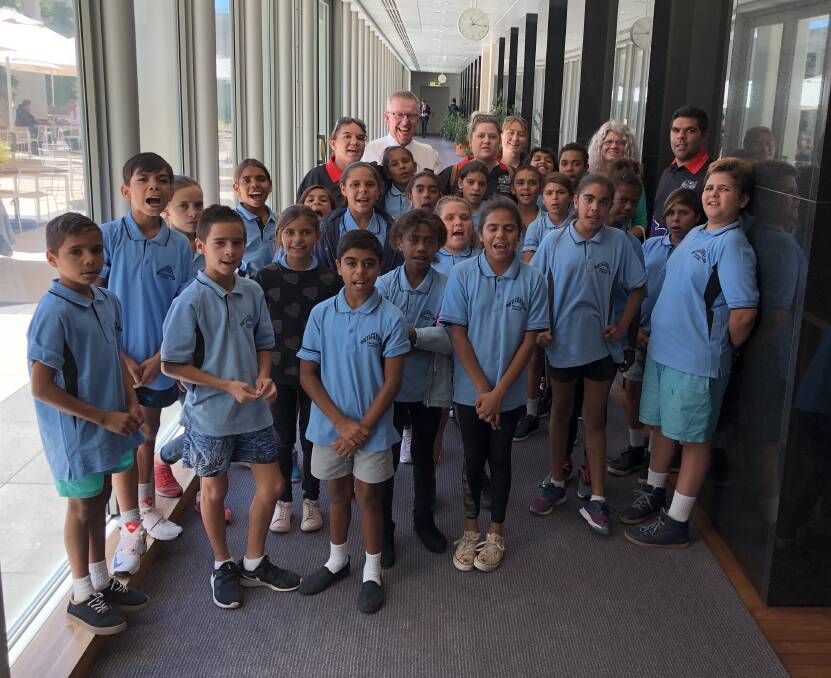 Wilcannia Central School students and staff on Tuesday touring Parliament House as part of their Canberra excursion. 