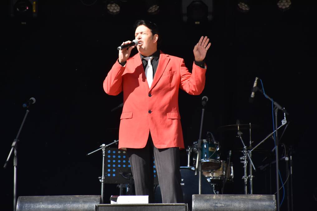 ROCKIN' ROYDEN: Nyngan's Royden Donohue rocks out at the Parkes Elvis Festival.