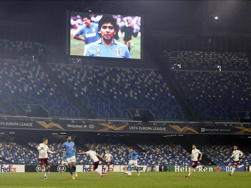 Diego Maradona has been remembered by his former club Napoli during their Europa Cup fixture.