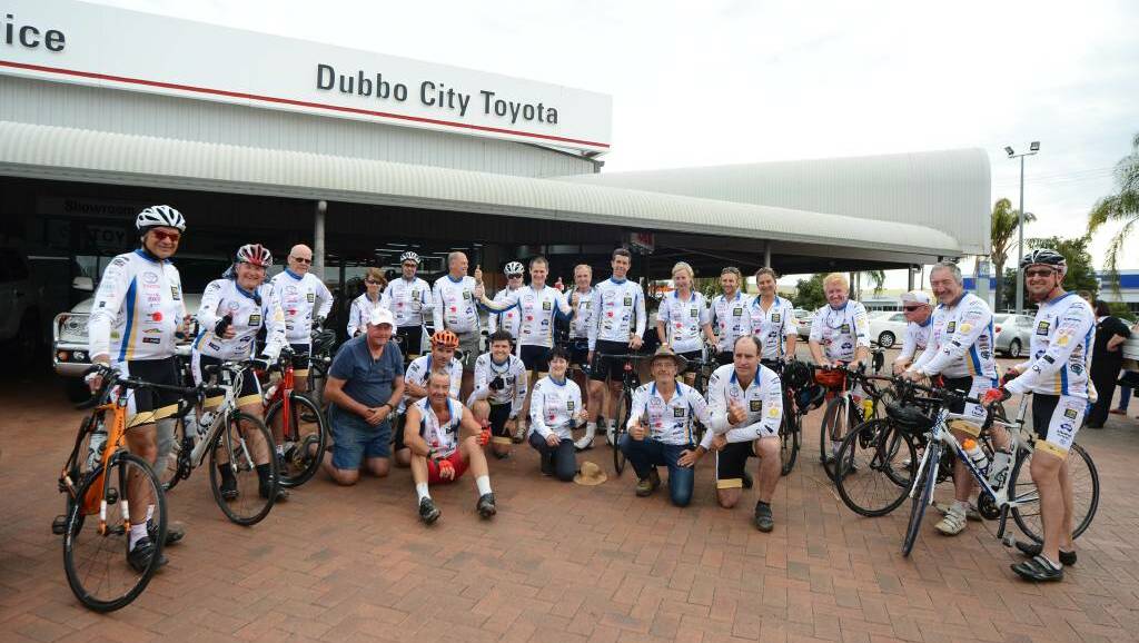 Mission accomplished: The Tour de OROC riders and support crew members at their final destination in Dubbo. Photo: BELINDA SOOLE