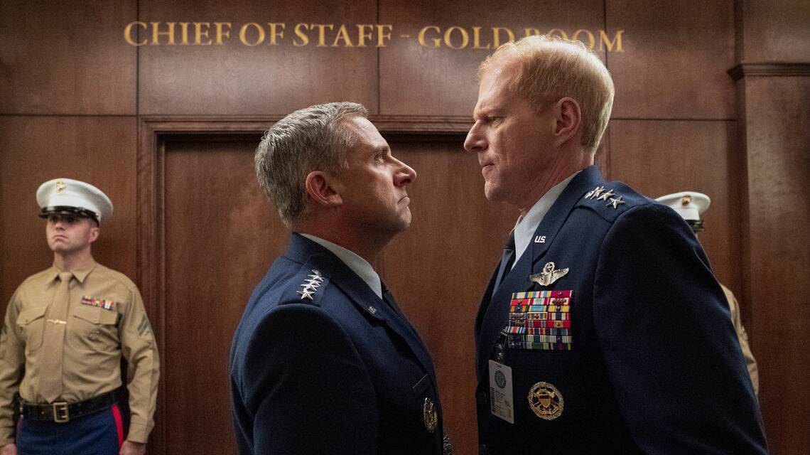 Steve Carell and Noah Emmerich star in the next Netflix comedy Space Force. 