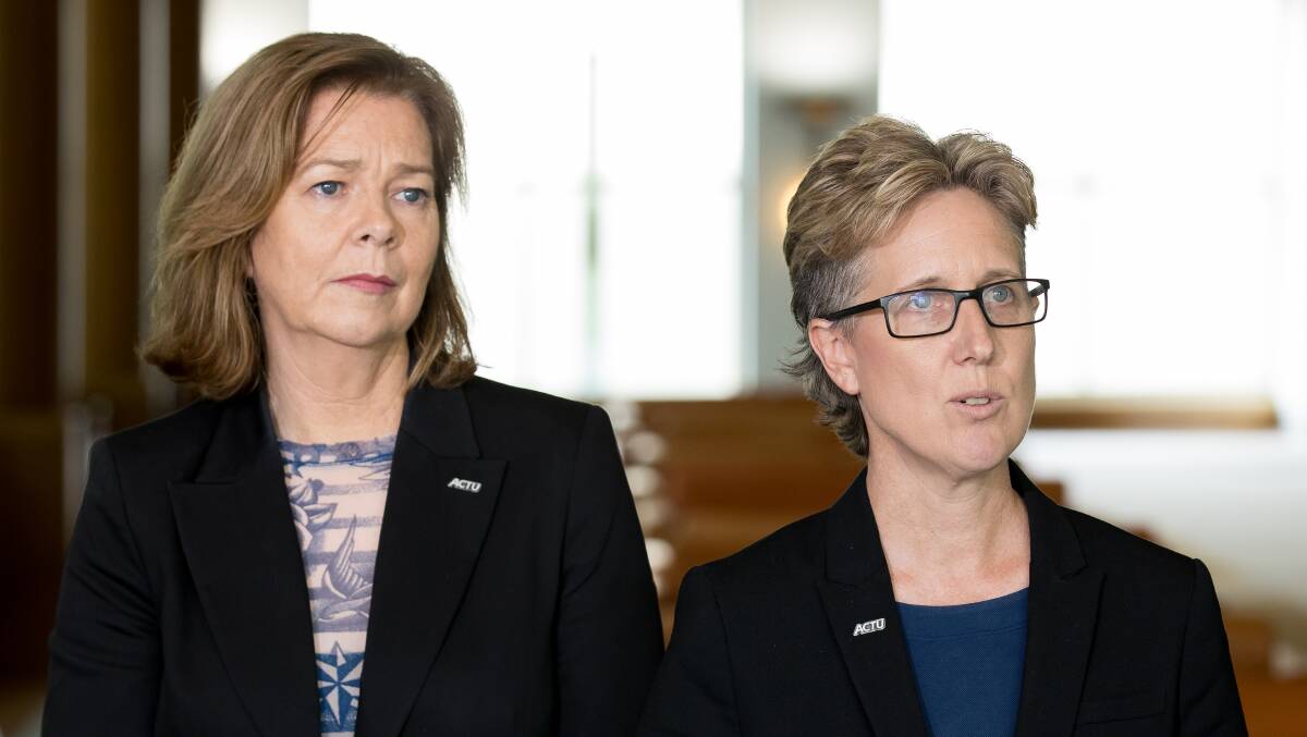 Australian Council of Trade Unions president Michele O'Neil (left) wants the government to create a new authority to support workers through the transition. Picture: Sitthixay Ditthavong